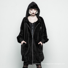 OPY-277  PUNK RAVE Black Loose Velvet Coat fashion winter coat factory hooded coat